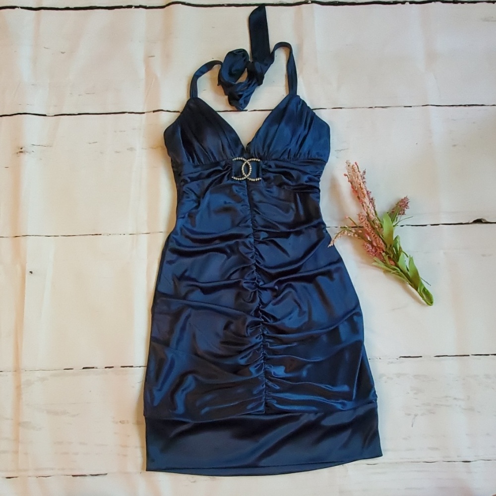 Sexy Satin Halter Dress